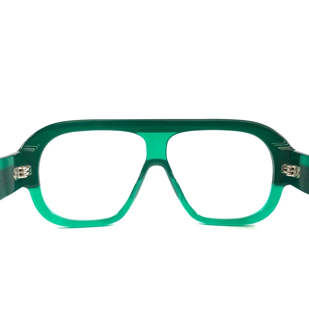 Alfredo Kerbs Eyeglasses Frames NAMA GRGY Green Gray Oversized Thick 58-10-143